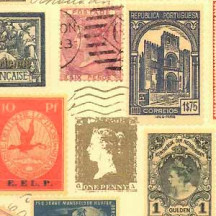 Vintage Stamps Collage Italian Paper ~ Kartos Italy